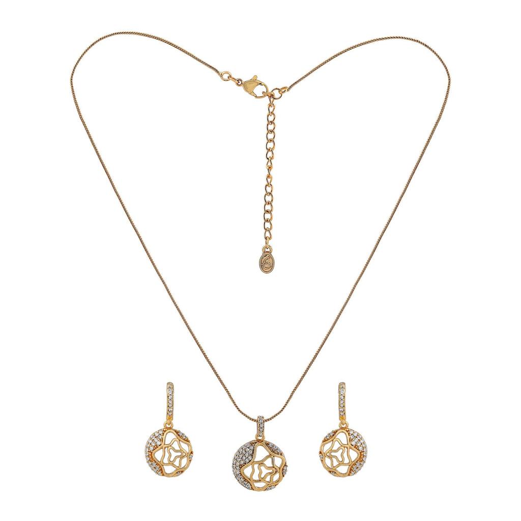 Estele - Позолоченный круг с американским бриллиантом и подвеской в виде цветов