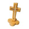 Wooden Cross Ornament with Base Tabletop Centerpiece Decorative Jesus Holy Cross Wood Crucifix Decoration for Desktop Home Shelf