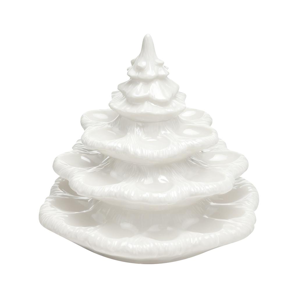 Čtyřvrstvý podnos na plněná vejce ve tvaru vánočního stromku, Pojme 26 vajec, Stohovatelný