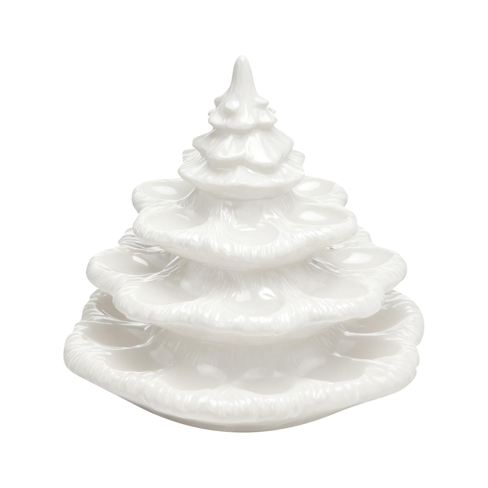 

Четырехъярусный поднос для фаршированных яиц в форме рождественской елки, вмещает 26 яиц, штабелируемый