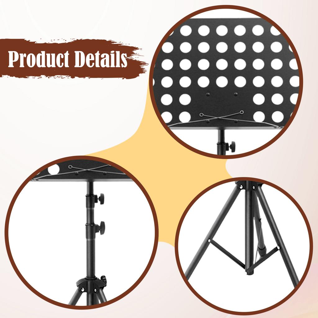 Portable Foldable Music Stand, IRIN One-Button Collapsible Tripod Design for Easy Transport & Storage, Compact Sheet Score Holde