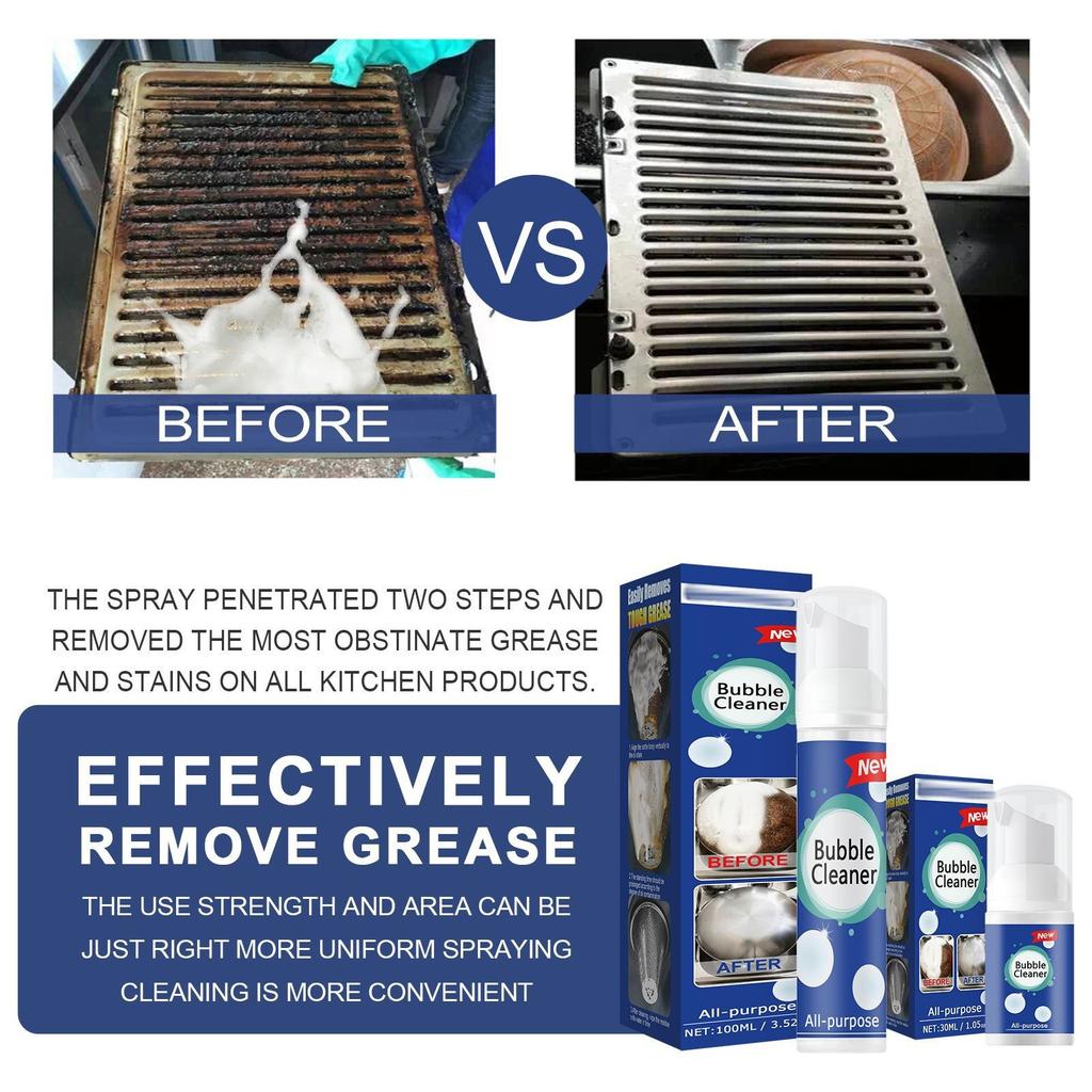 100ml/30ml Bubble Cleaner Kitchen Grease Foam Cleaner Rust Remover Spray Descaling Detergent Easy To Use Household Cleaning Tool