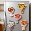 Magnete per Frigorifero a Forma di Bouquet Fiori Artificiali Magnete per Frigorifero in Resina Decorazione per Casa Ufficio Armadietto della Cucina Bacheca