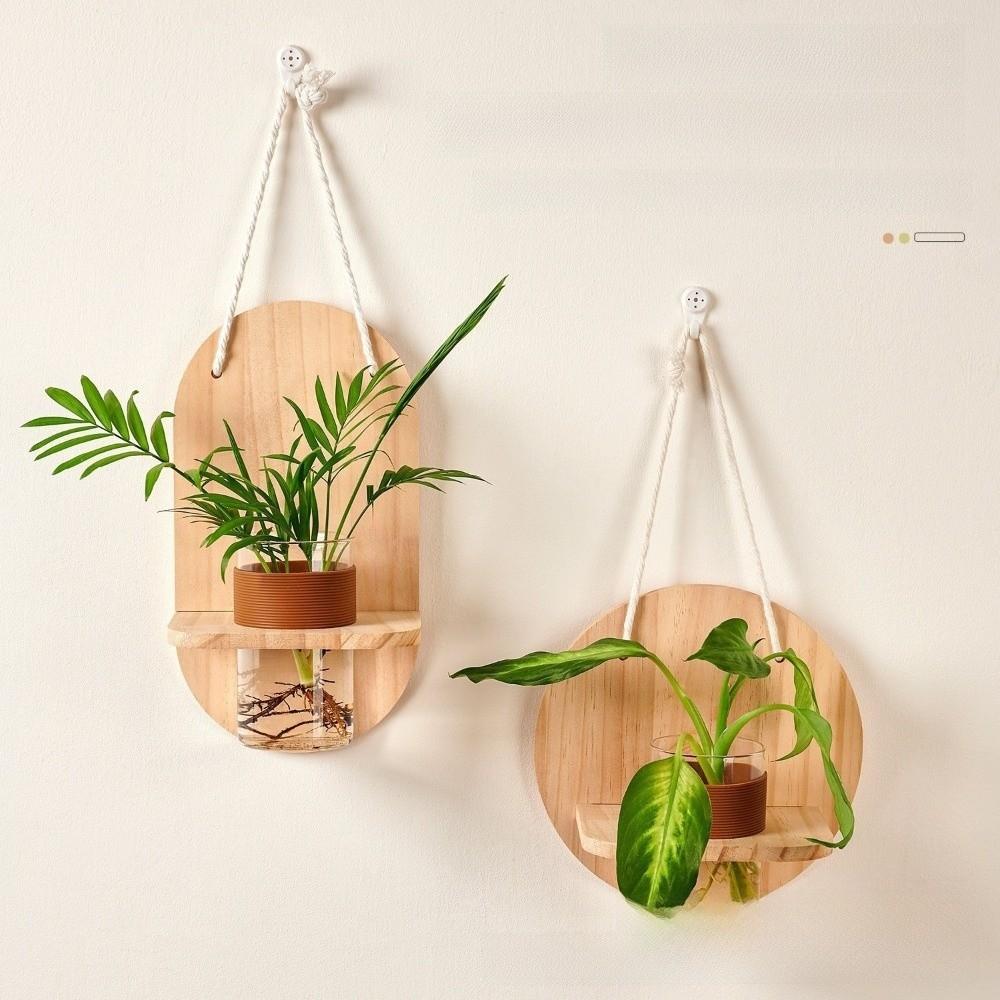 Wooden Wall Hanging Planter Holder Home Ornaments Flower Pot Wall Mounted Planter Hydroponics