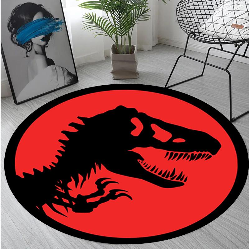 1Pc Jurassic Circular Rug - Office Decorative Carpet For Living Room Bedroom Door Mat Floor Rug Computer Chair Area Rug