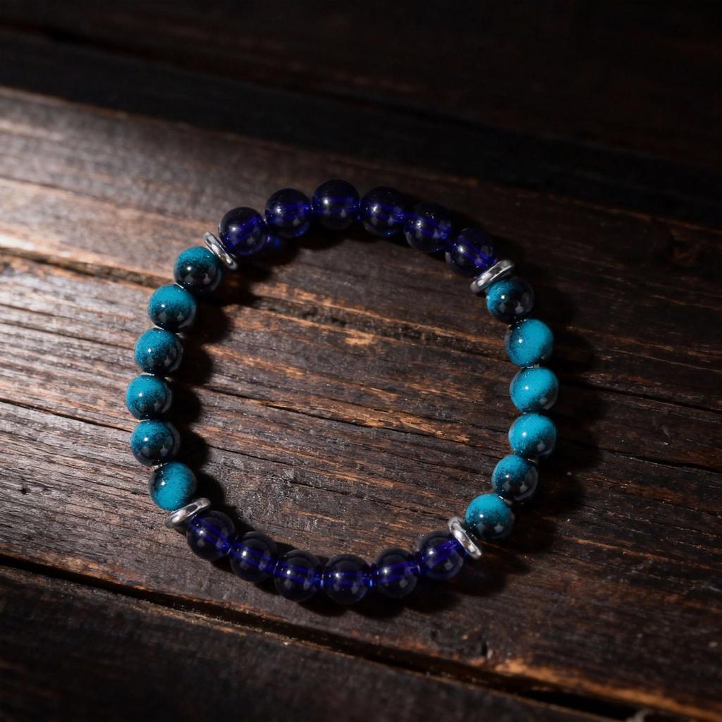 Festive Gifts Teal Stone Purple Glass Beaded Bracelet Modern Fashion Jewelry For Men Daily Wear Gift