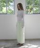 Mosyupamosyu Wrinkle Maxi Low-Rise Slit Skirt [Light Mint]