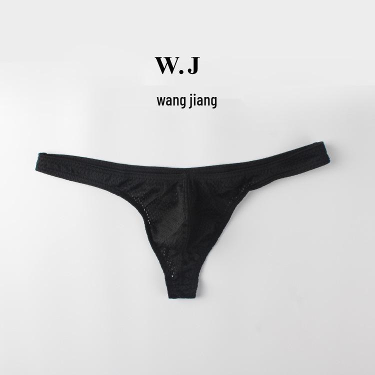 Men's Sexy Low-Rise Nylon Ice Silk Mesh Thong T-Back Underwear