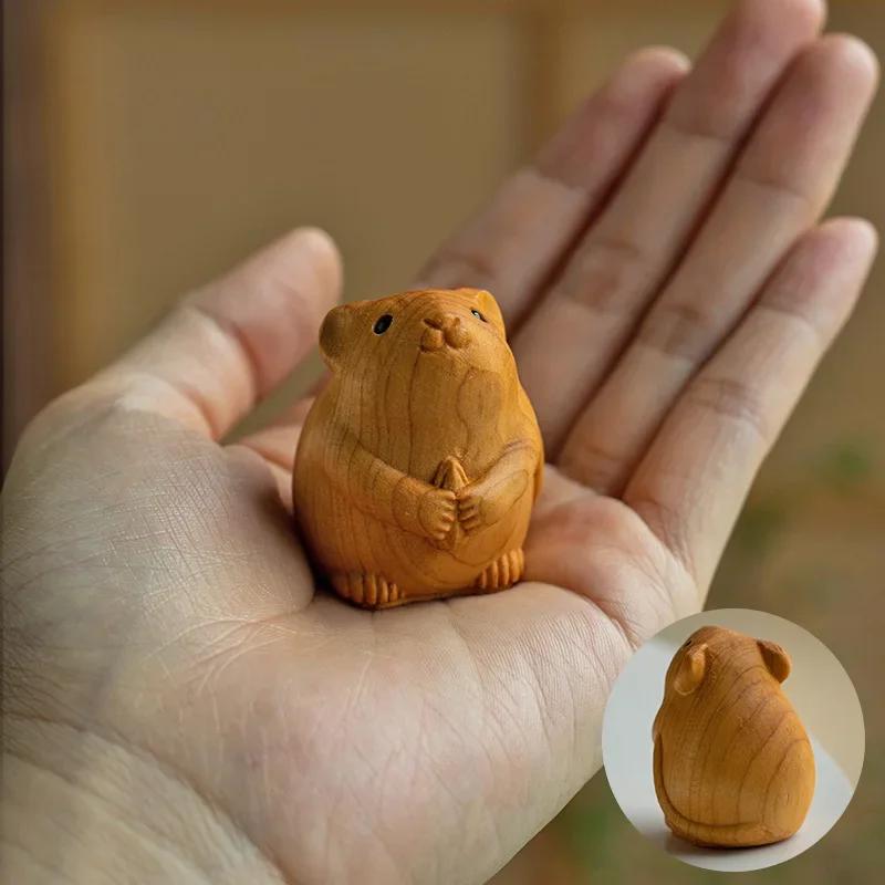 Mini Cute Wooden 12 Zodiac Snake Dragon Rat Rabbit Dog Chick Monkey Figures Animal Fun Desktop Ornament Home Decor Birthday gift