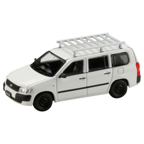 HJ64 1/64 Scale Toyota Probox Custom Version with Roof Carrier (White) - Finished Product