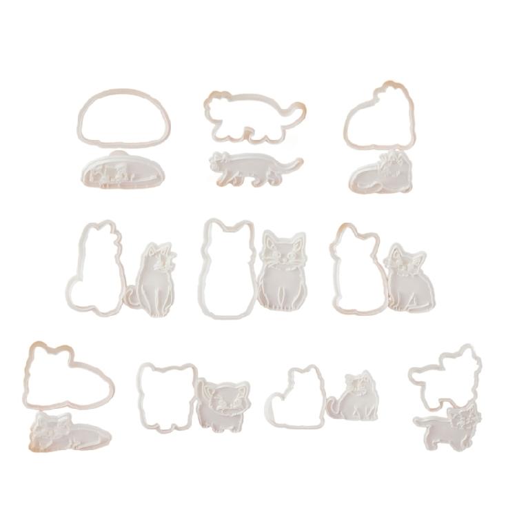 Assorted Cats Shape Cookie Molds Creative Cats Designs Biscuits Baking Stamper for DIY Cookie Making Enthusiasts