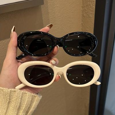 Óculos de sol retrô oval fashion para mulheres, homens, punk, antirreflexo, para festa, praia, clube