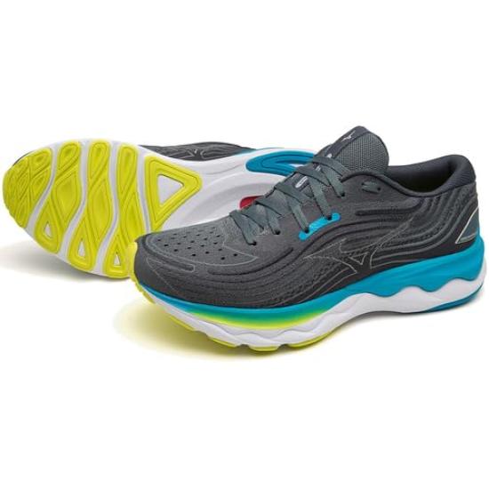 

Mizuno Wave Skyrise 4 Running Shoes for Dark 2E Men, Gray/Light Gray/Blue, 28.0 cm,