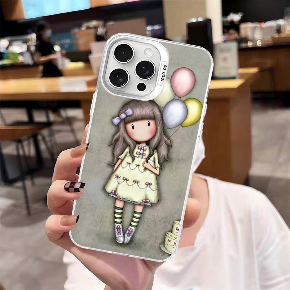 Cute Gorjusses Cartoon S-Santoro Phone Case Color Silver Shell For LPhone 17 16 16e 15 14 13 12 11 Pro Max Plus