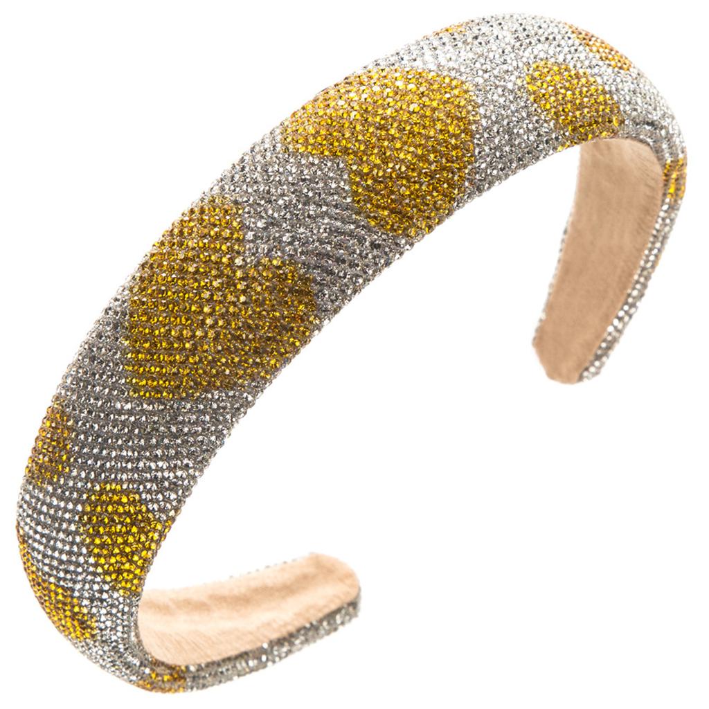 Wide Band Headband with Full Crystal Rhinestone Embellishment Heart Pattern Sparkling Design Comfortable Fit Durable Construction