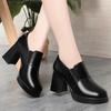 Fashion Deep Mouth Single Shoes For Women New Comfortable Work Women's Shoes Thick Sole High Heels Work Shoes Women's Leather Shoes