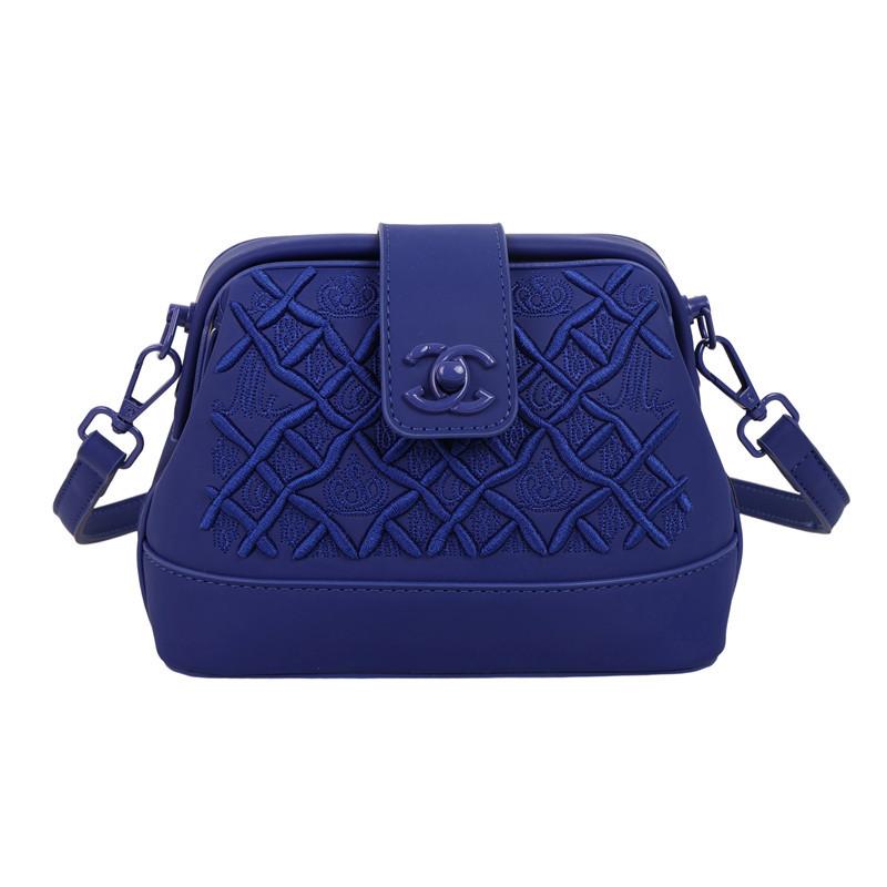 Tung Industri Broderi Skalväska Dam Ny Premium Texturerad Broderitråd Enfärgad Axelväska Crossbody
