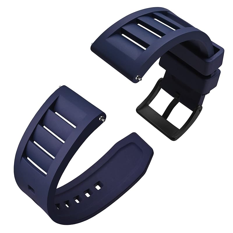 

[Anbeer] 20mm watch band quick release Fluororubber watch belt FKM rubber replacement band Also applies to smart watches blue black buckle