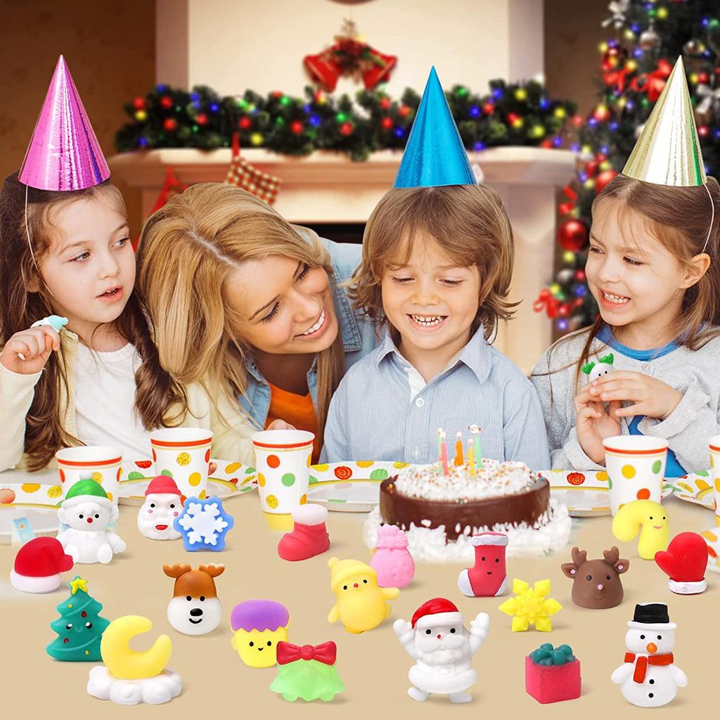 10/30/50Pcs Christmas Squishy Toys Kawaii Soft Stress Reliever Fidget Toys Party Favors, Goodie Bag, Christmas Gifts Kids Adult