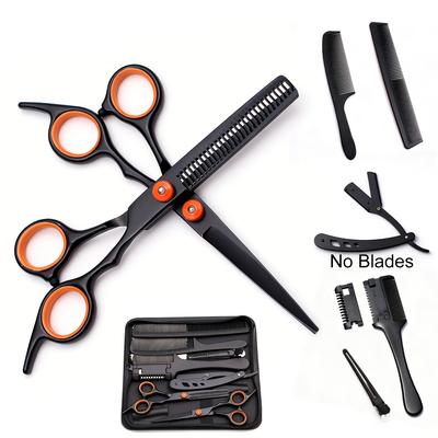 6 Inch All-in-One Professional Hair Cutting Kit Complete Salon Scissors Set with Straight Thinning Shears Styling Comb Case for Home Haircuts