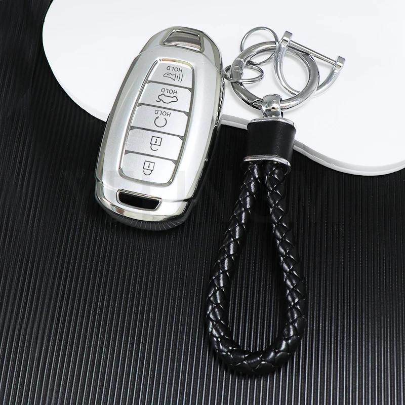3/4/5 Button Car Key Fob Case Cover For Hyundai I30 Ix35 Kona Encino Solaris Azera Grandeur Ig Accent Santa Fe Palisade Keychain