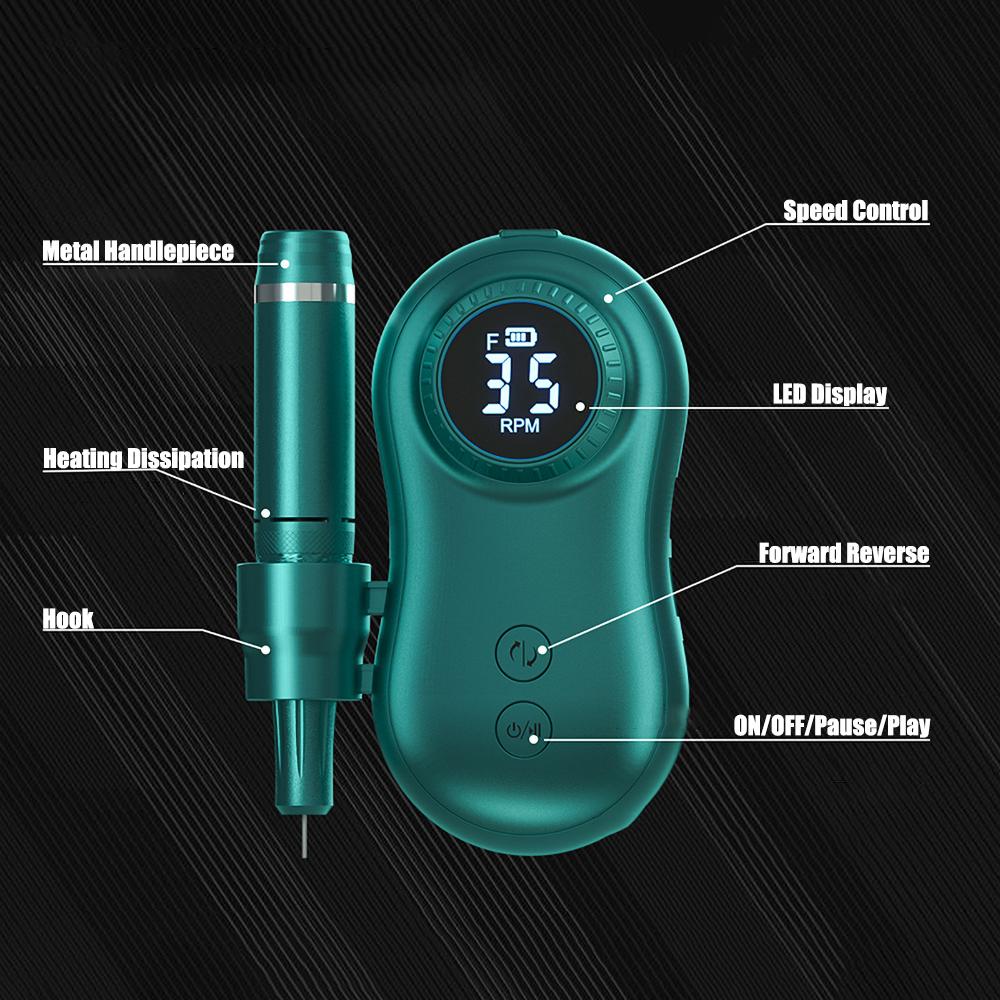 35000RPM Nail Machine Manicure Machine Electric Nail Drill Machine Electric Nail File LED Display Rechargable For All Gel