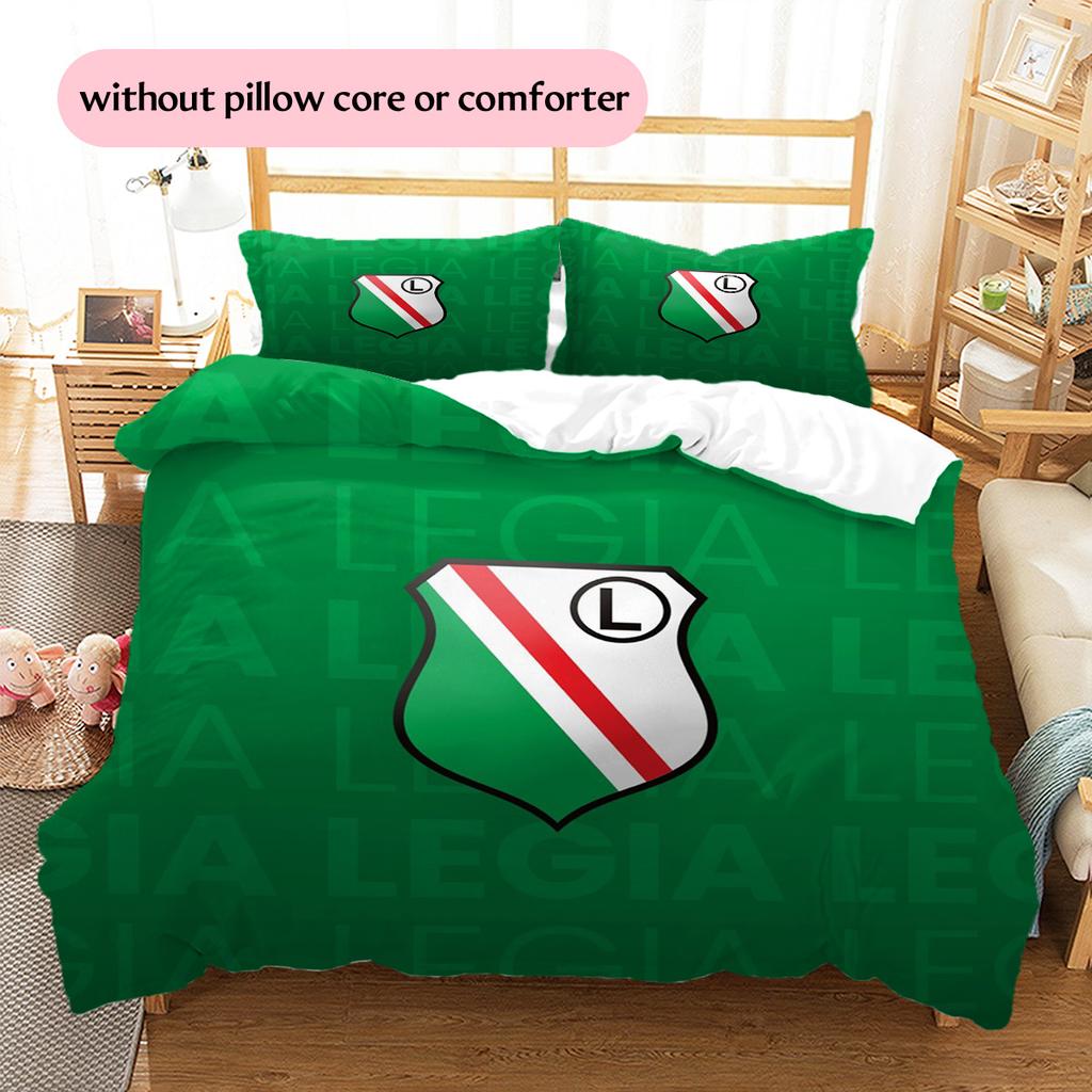 Legia Warsaw Pattern Bedding Quilt Set Home Decoration Gift (1 * Duvet Cover + 2 * Pillowcase Without Core)