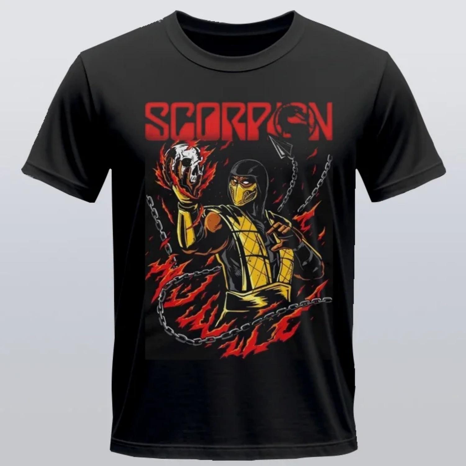 

Novelty Scorpion Mortal Kombat T-Shirt for Men Round Collar Pure Cotton T Shirt Game Short Sleeve Tee Shirt Summer Tops S чёрный