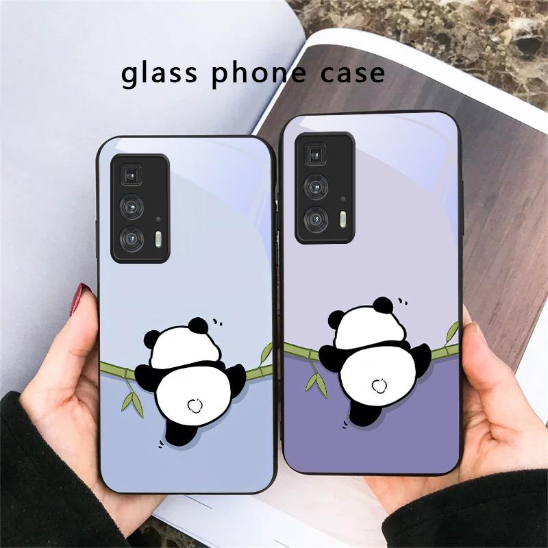 Cute and Adorable Panda For Motorola Moto Edge 20 Lite 30 Pro 40 Neo 50 Ultra G45 G54 G55 G75 G84 G85 GPlay 23 Glass Phone Case