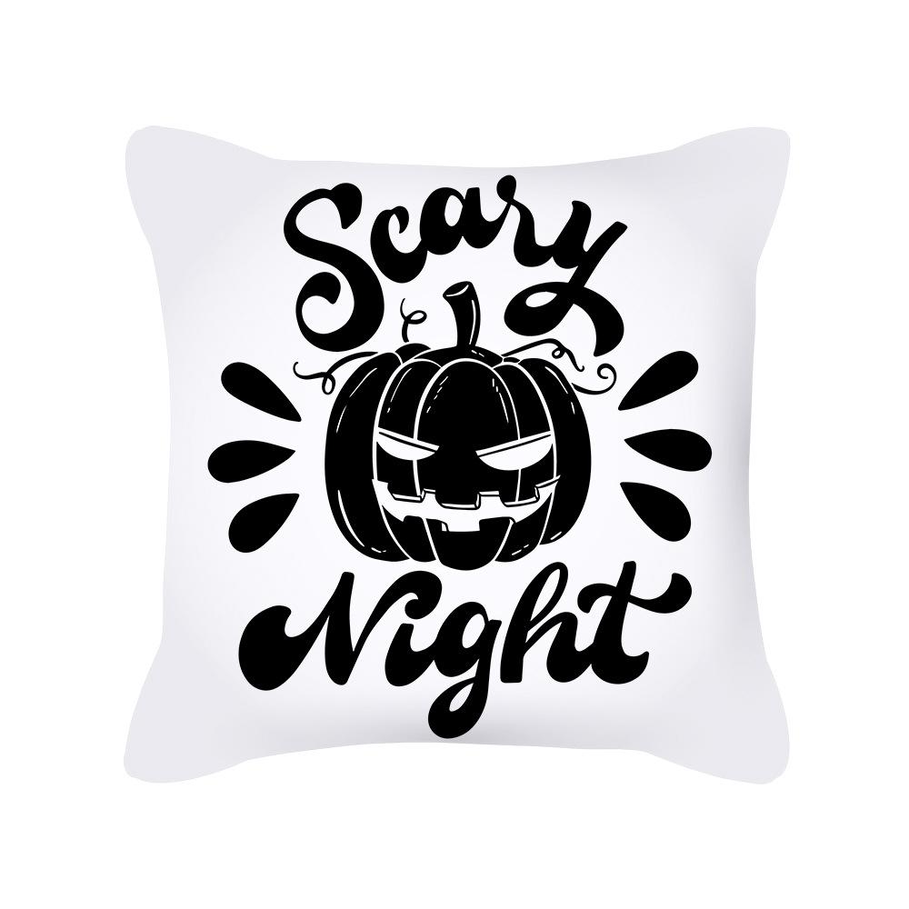 Nordic Black and White Halloween Cushion Letters Ghost Peach Skin Cushion Cartoon Home Cushion Cover