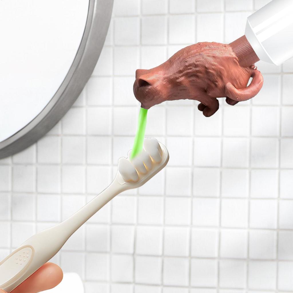 Silicone Toothpaste Dispenser funny cat Pooping shaped Toothpaste Topper prank cat butt toothpaste cap for Bathroom Home decor