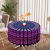 63 Inch Waterproof Peacock Mandala Round Tablecloth Purple Red Yellow Blue Outdoor Patio Dining Table Cover