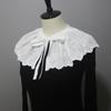 Fashion White Detachable False Collar Ruffle Shawl Wrap Women Elegant Hollow Out Embroidery Leaves Decorative Capelet