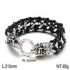 KALEN Punk Fine Jewelry Fashion Bracelets Men Stainless Steel Micro Fiber Leather Skull Links Bracelet Bangle