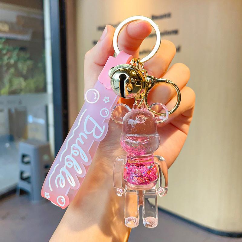 

Акриловый восхитительный брелок-мишка с дизайном текучего песка, милый подарок на все случаи жизни Pink