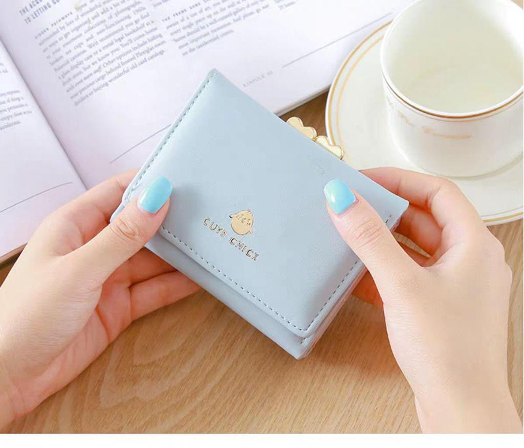 Sweet Wallet: Women's Korean Style Tri-fold Fashion Wallet, Multi-functional Card Holder & Dual-use Coin Purse