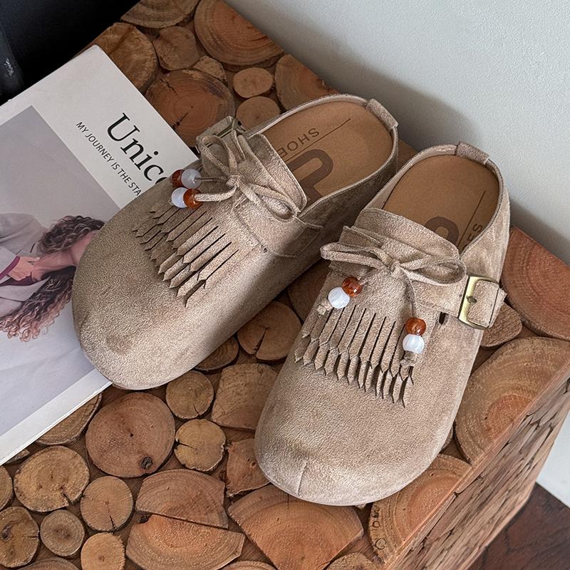 Fashion 2025 Spring-autumn Fashionable One-piece Thick-soled Height-increasing Half-heeled Shoes Women's Retro-style Headband Slippers