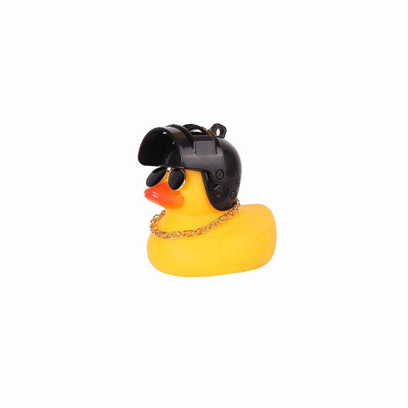 Car Broken Wind Small Yellow Duck With Helmet Airscrew Bicycle Moto With Straps Auto Pasted Accessories Interior Cycling Decor