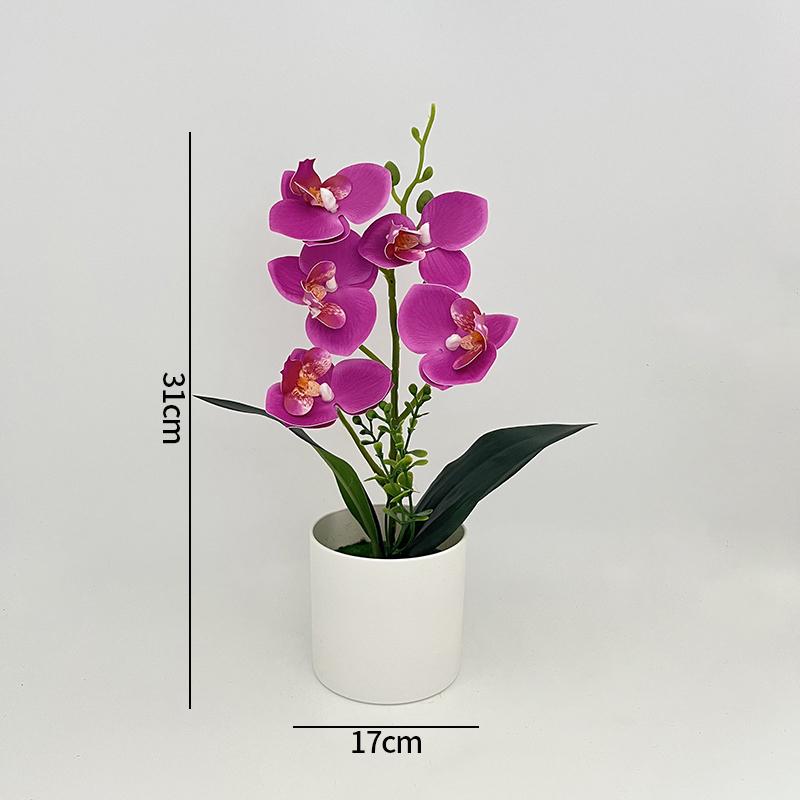 Artificial Orchid Potted Plants Fake Phalaenopsis In Plastic Pot Bonsai Plants Wedding Table Centerpiece Home Office Decoration