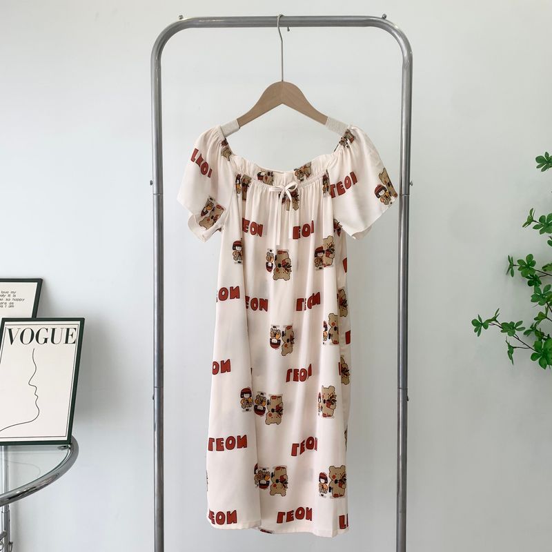 2025 New Arrival Nightdress Summer Floral Pajamas Loose Short Sleeve Thin Girl's Dress Special Offer Female Summer Home Wear