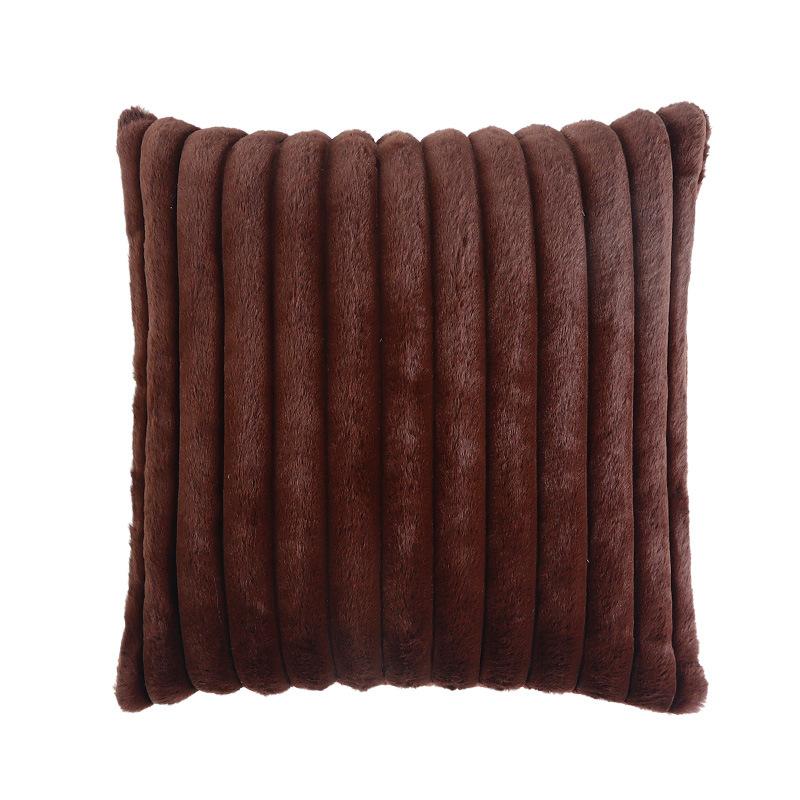 Soft Ribbed Faux Fur Decorative Throw Pillow Case Plush Striped Square Cushion Cover for Sofa Bedroom Living Room Home Decor (45x45cm, Set of 1)