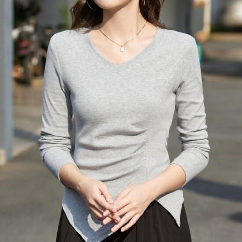 NaVaVa Unbalance V Neck Long sleeVe T shirT nT2987