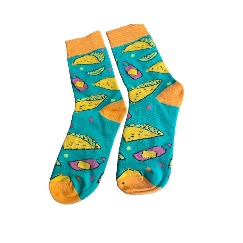 Moteriškos madingos „Fruit Art“ medvilninės vidurio vamzdžio kojinės – stilingos, kvėpuojančios ir šiltos visais metų laikais