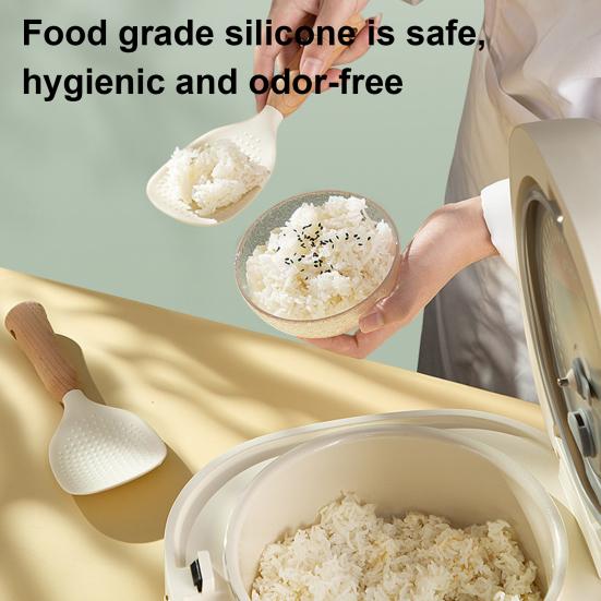 Standing Rice Spoon with Non-Stick Paddle Rice Spatula Spoon Heat Resistant Rice Cooker Spoon Serving Spoon for Grains