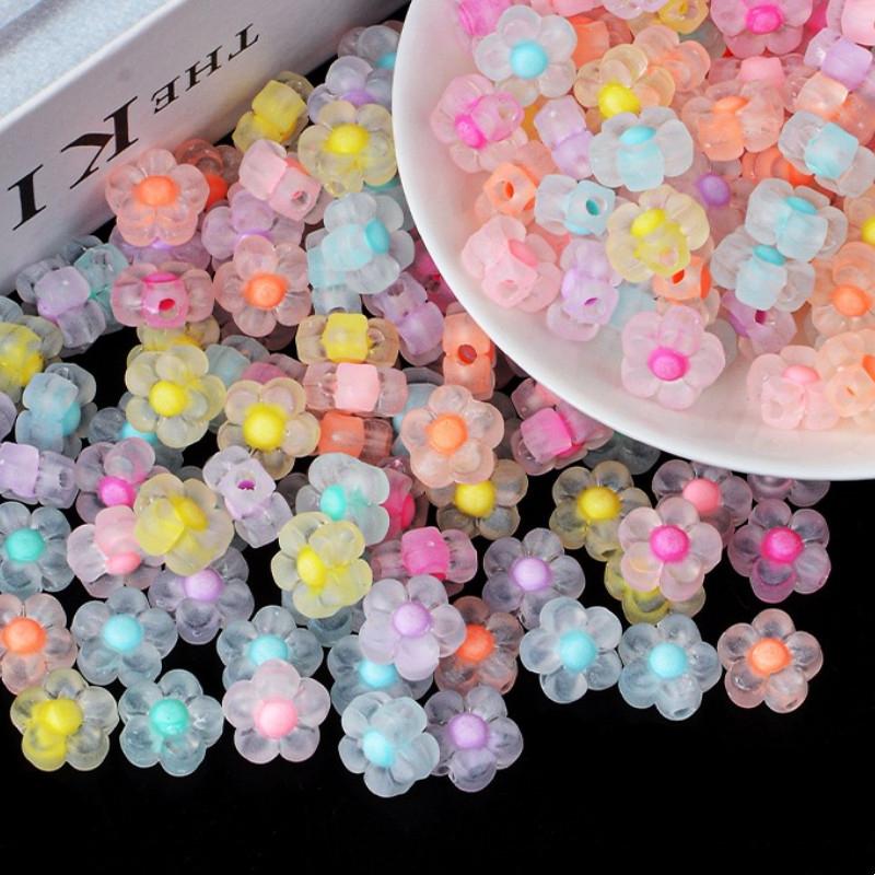 50pcs Sunflower Acrylic Beads Matte Mixed Color Star Spacer Loose Beads DIY Bracelets Necklace Jewelry Accessories