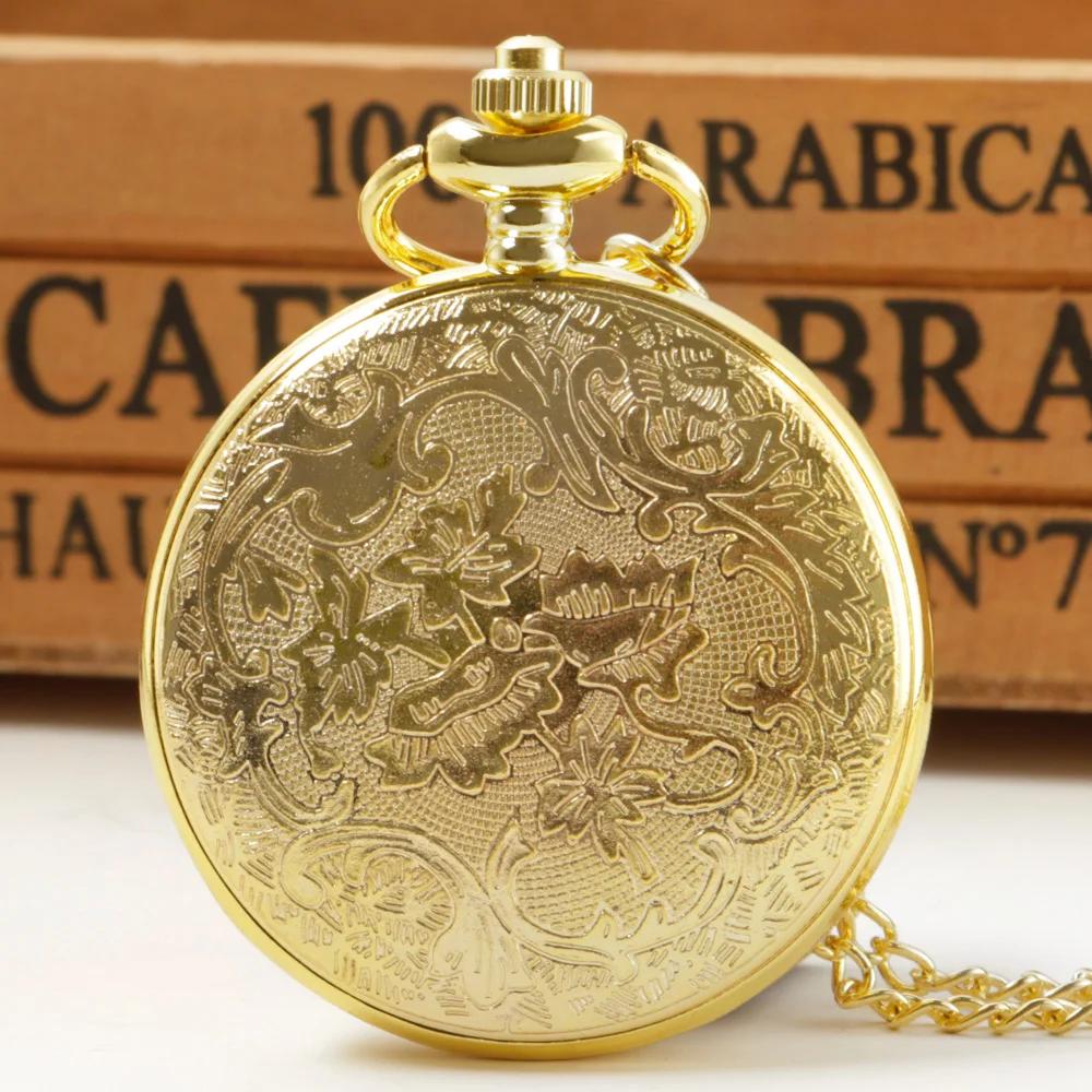 10pcs/lot Wholesale Luxury Gold Dragon Chinese Style Pendant Pocket Watch Lucky Peace Mascot Women Men Gifts Reloj De Bolsillo