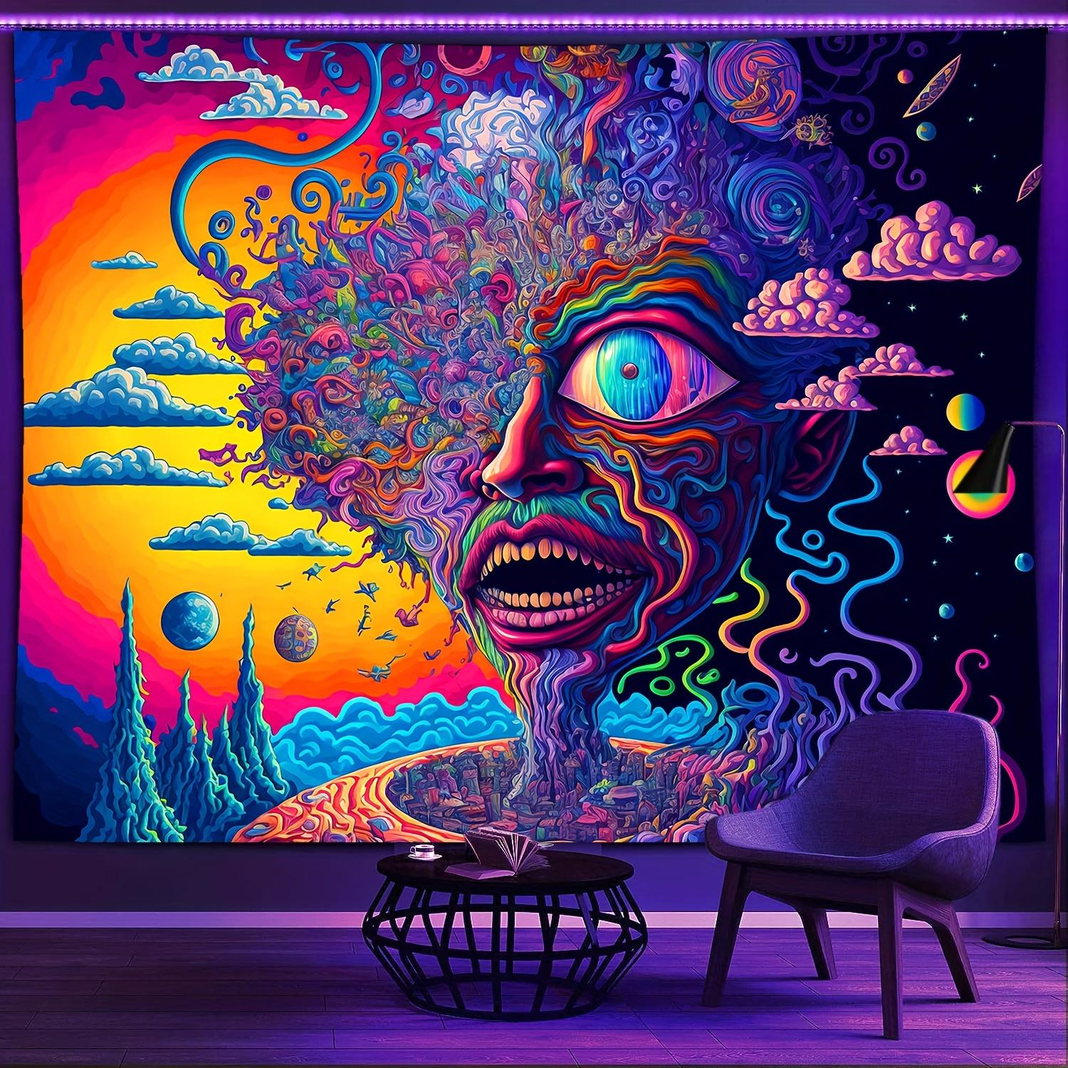 Surreal Starry Sky Tapestry Gradient Illusion Living Room Bedroom Art Studio Fantasy Human Face Room Tapestry 100X70CM