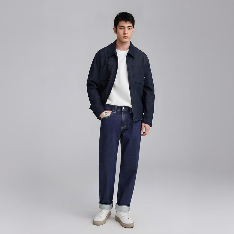 Lee X Have A Good Time Collaboration Solid Color Casual Versatile Loose Wide Leg Washed Denim Pants Unisex pants Medium-Blue LUB007915