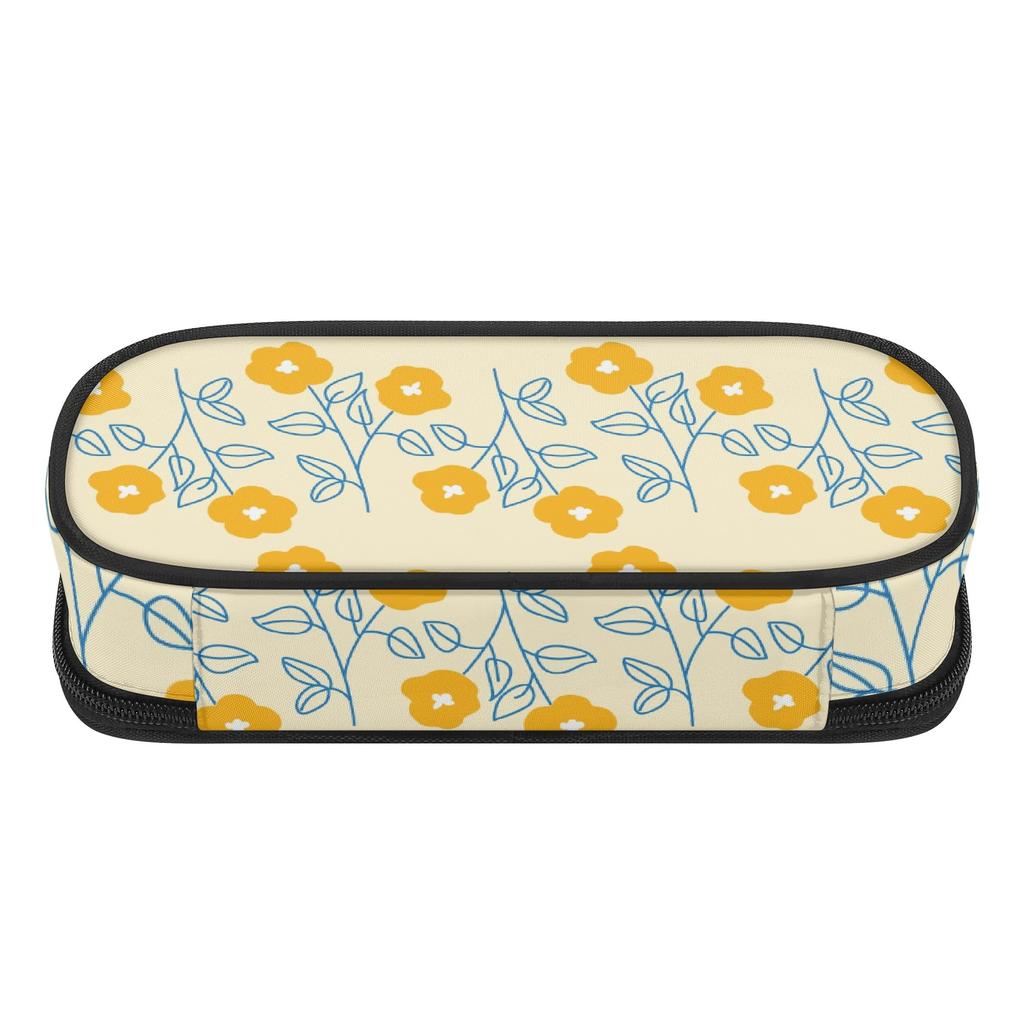 Pencil Case Secure Zipper Roomy Interior Durable 300D Polyester with Main Compartment Mesh Pocket and Pen Slots for Classroom Use