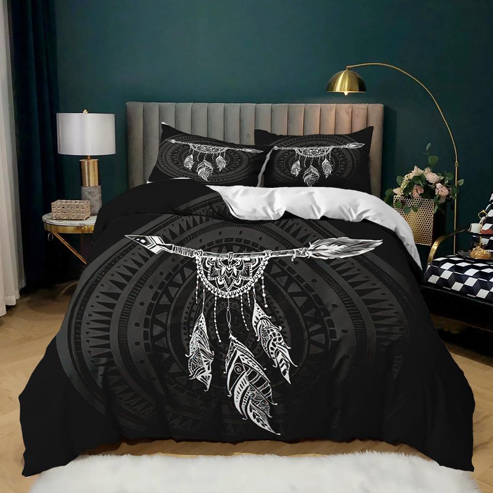 

Dream Catcher Duvet Cover Set For Kids Polyester Bedding Set 3D Print Colourful Feather Pattern Bohemian Style King Queen Size EU single(135x200cm)